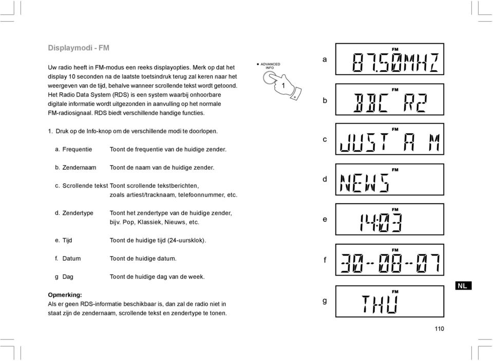 Het Radio Data System (RDS) is een system waarbij onhoorbare digitale informatie wordt uitgezonden in aanvulling op het normale FM-radiosignaal. RDS biedt verschillende handige functies. 1.