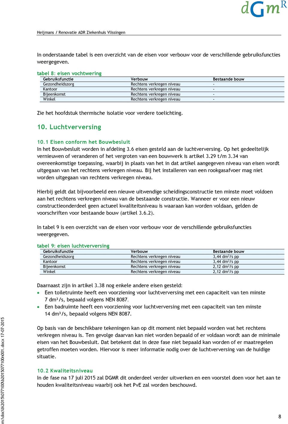 Rechtens verkregen niveau - Zie het hoofdstuk thermische isolatie voor verdere toelichting. 10. Luchtverversing 10.1 Eisen conform het Bouwbesluit In het Bouwbesluit worden in afdeling 3.