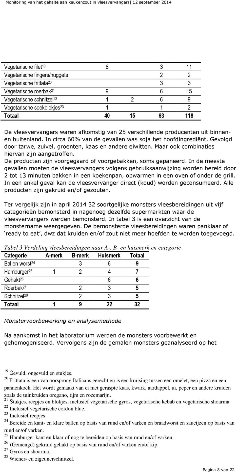 In circa 60% van de gevallen was soja het hoofdingrediënt. Gevolgd door tarwe, zuivel, groenten, kaas en andere eiwitten. Maar ook combinaties hiervan zijn aangetroffen.