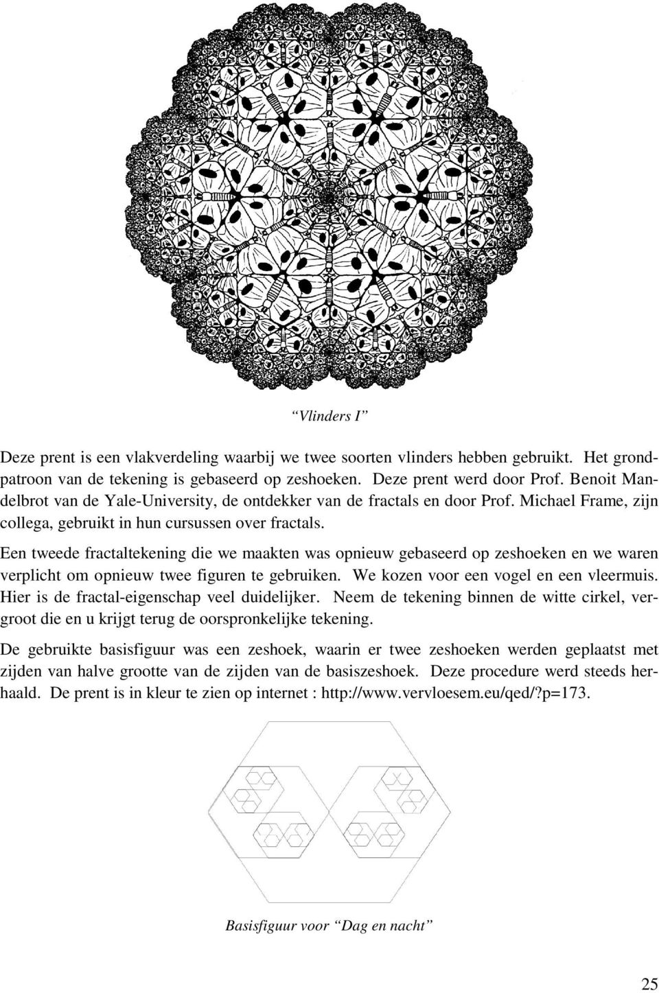 Een tweede fractaltekening die we maakten was opnieuw gebaseerd op zeshoeken en we waren verplicht om opnieuw twee figuren te gebruiken. We kozen voor een vogel en een vleermuis.