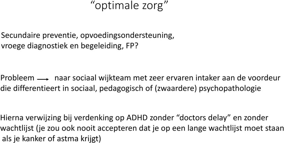 pedagogisch of (zwaardere) psychopathologie Hierna verwijzing bij verdenking op ADHD zonder doctors delay