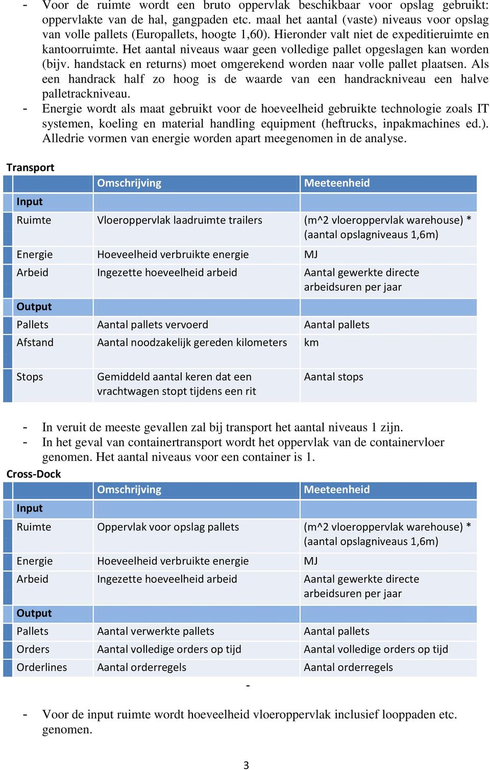 Het aantal niveaus waar geen volledige pallet opgeslagen kan worden (bijv. handstack en returns) moet omgerekend worden naar volle pallet plaatsen.