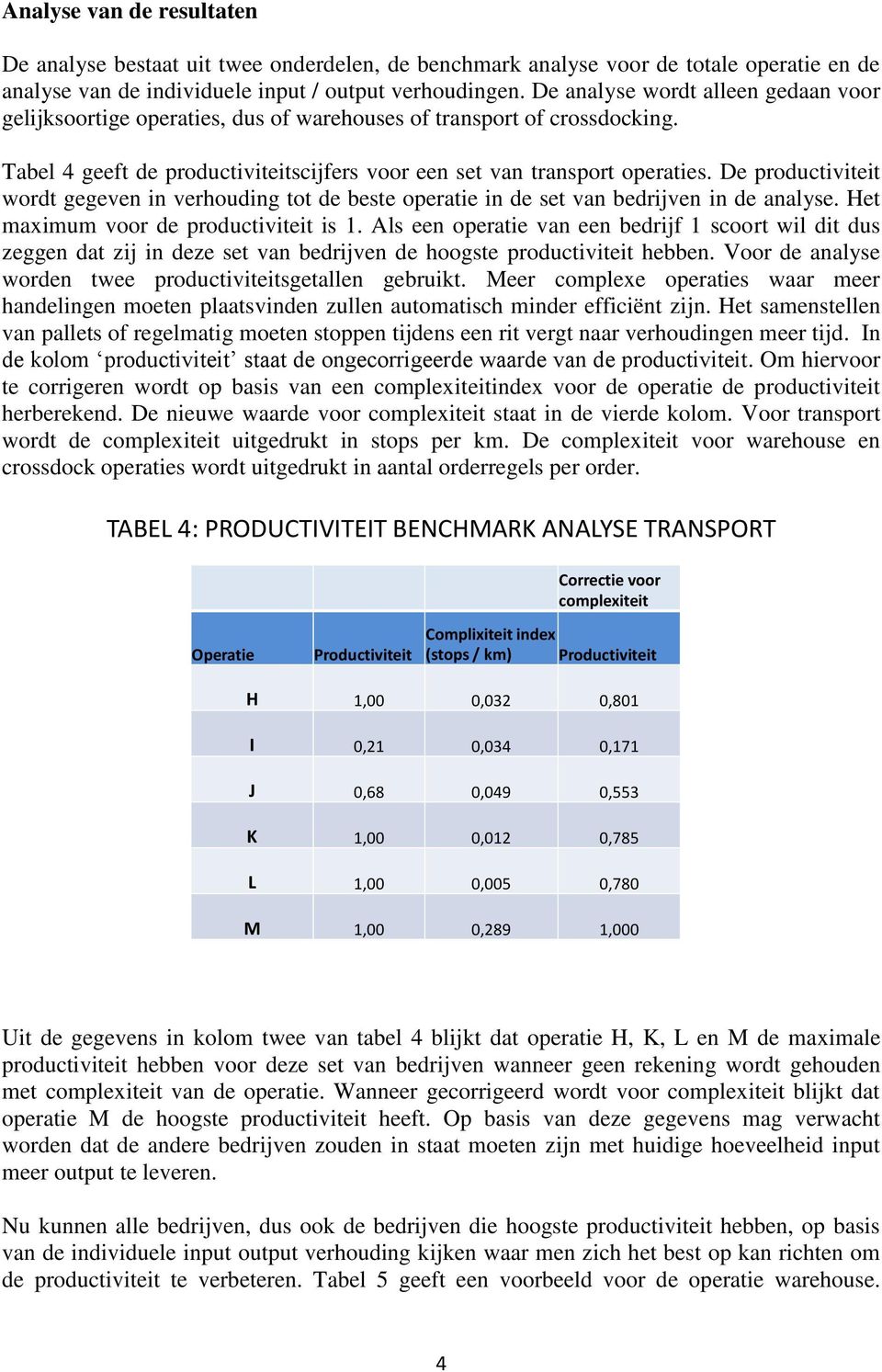 De productiviteit wordt gegeven in verhouding tot de beste operatie in de set van bedrijven in de analyse. Het maximum voor de productiviteit is 1.