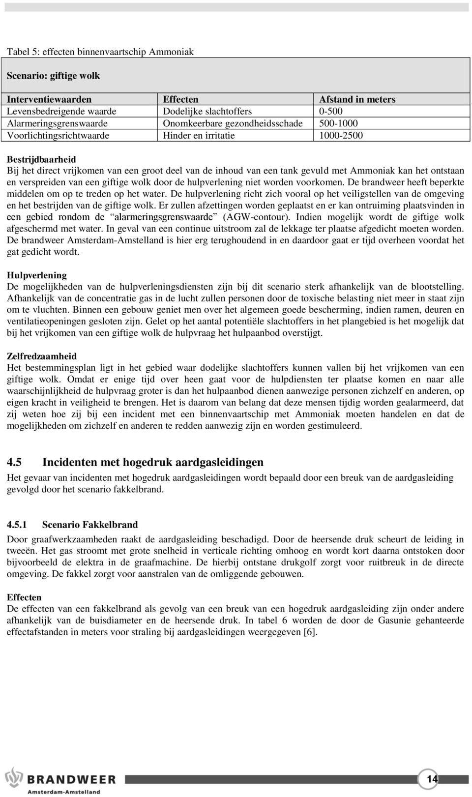 verspreiden van een giftige wolk door de hulpverlening niet worden voorkomen. De brandweer heeft beperkte middelen om op te treden op het water.