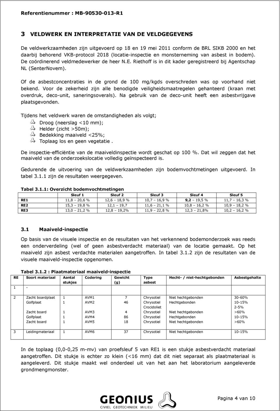 Of de asbestconcentraties in de grond de 100 mg/kgds overschreden was op voorhand niet bekend.