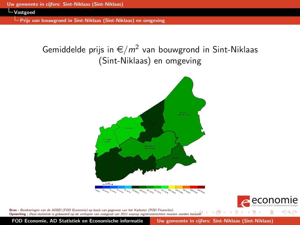 Economie) op basis van gegevens van het Kadaster (FOD Financiën).