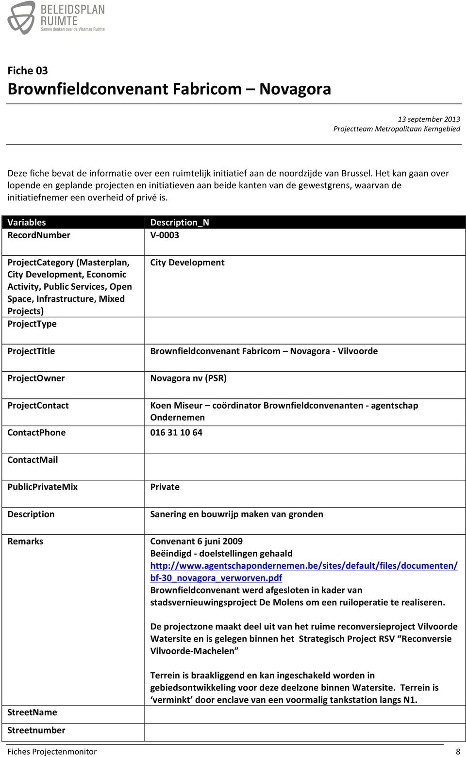 Variables RecordNumber ProjectCategory (Masterplan, City Development, Economic Activity, Public Services, Open Space, Infrastructure, Mixed Projects) ProjectType ProjectTitle ProjectOwner