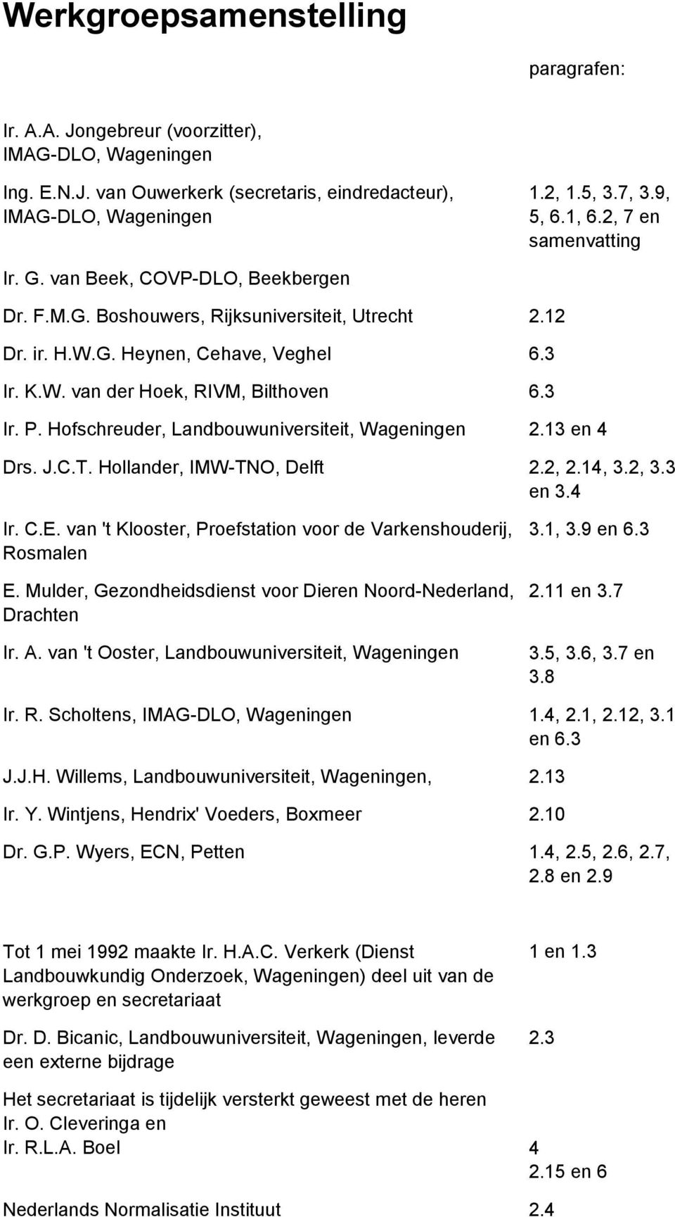 3 Ir. P. Hofschreuder, Landbouwuniversiteit, Wageningen 2.13 en 4 Drs. J.C.T. Hollander, IMW-TNO, Delft 2.2, 2.14, 3.2, 3.3 en 3.4 Ir. C.E.