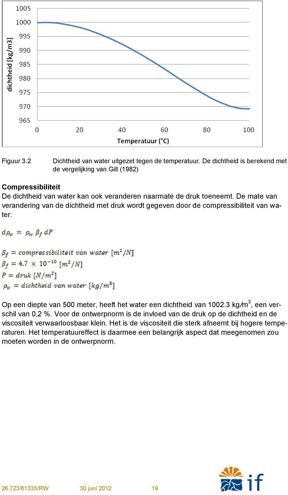 De mate van verandering van de dichtheid met druk wordt gegeven door de compressibiliteit van water: Op een diepte van 500 meter, heeft het water een dichtheid van 1002.