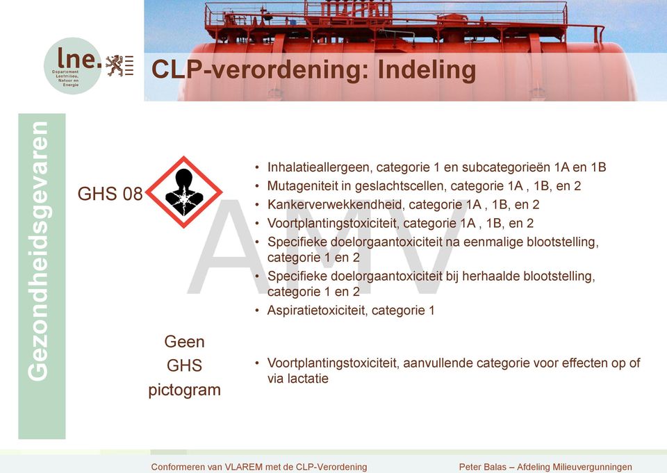 Specifieke doelorgaantoxiciteit na eenmalige blootstelling, categorie 1 en 2 Specifieke doelorgaantoxiciteit bij herhaalde