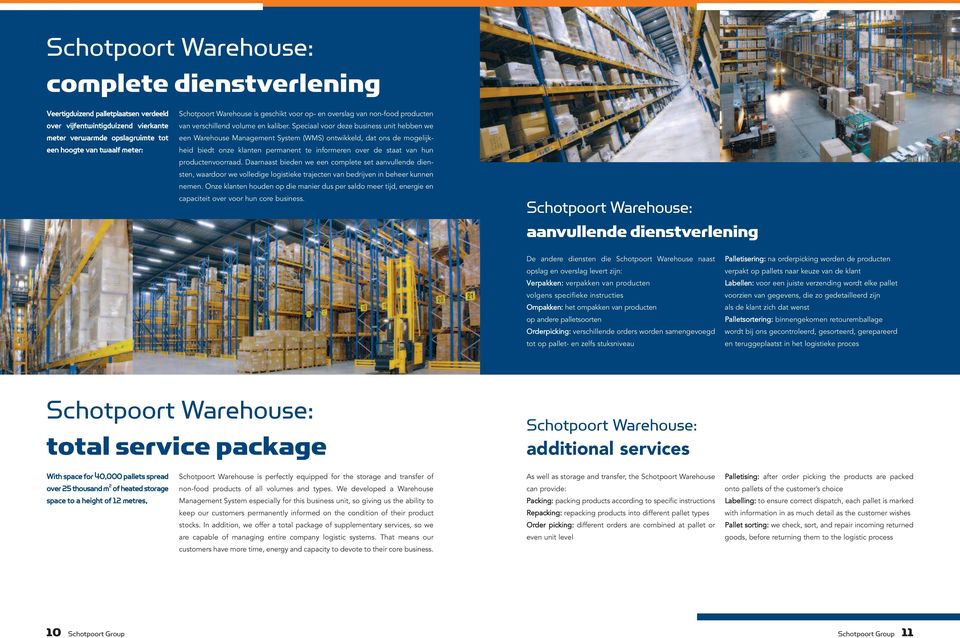 Speciaal voor deze business unit hebben we een Warehouse Management System (WMS) ontwikkeld, dat ons de mogelijkheid biedt onze klanten permanent te informeren over de staat van hun productenvoorraad.