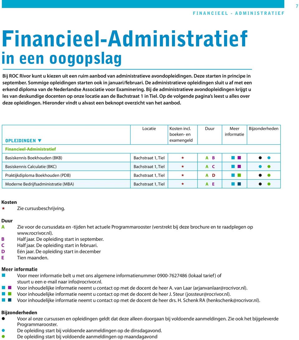 Bij de administratieve avondopleidingen krijgt u les van deskundige docenten op onze locatie aan de Bachstraat 1 in Tiel. Op de volgende pagina s leest u alles over deze opleidingen.