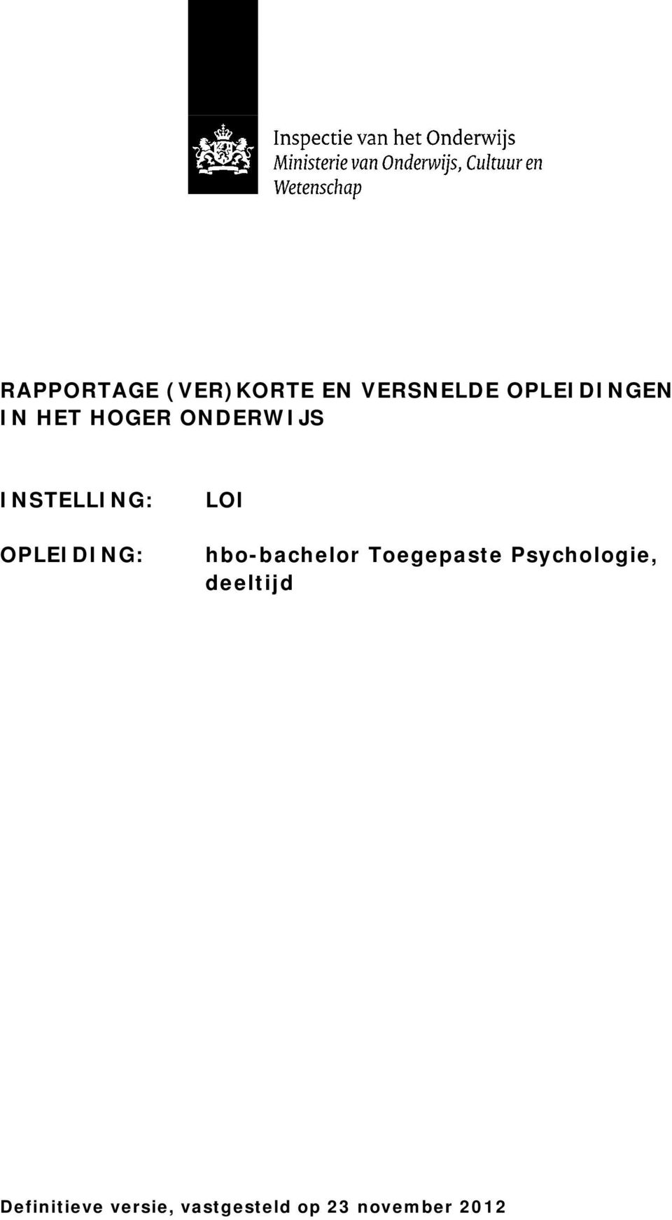 LOI hbo-bachelor Toegepaste Psychologie,