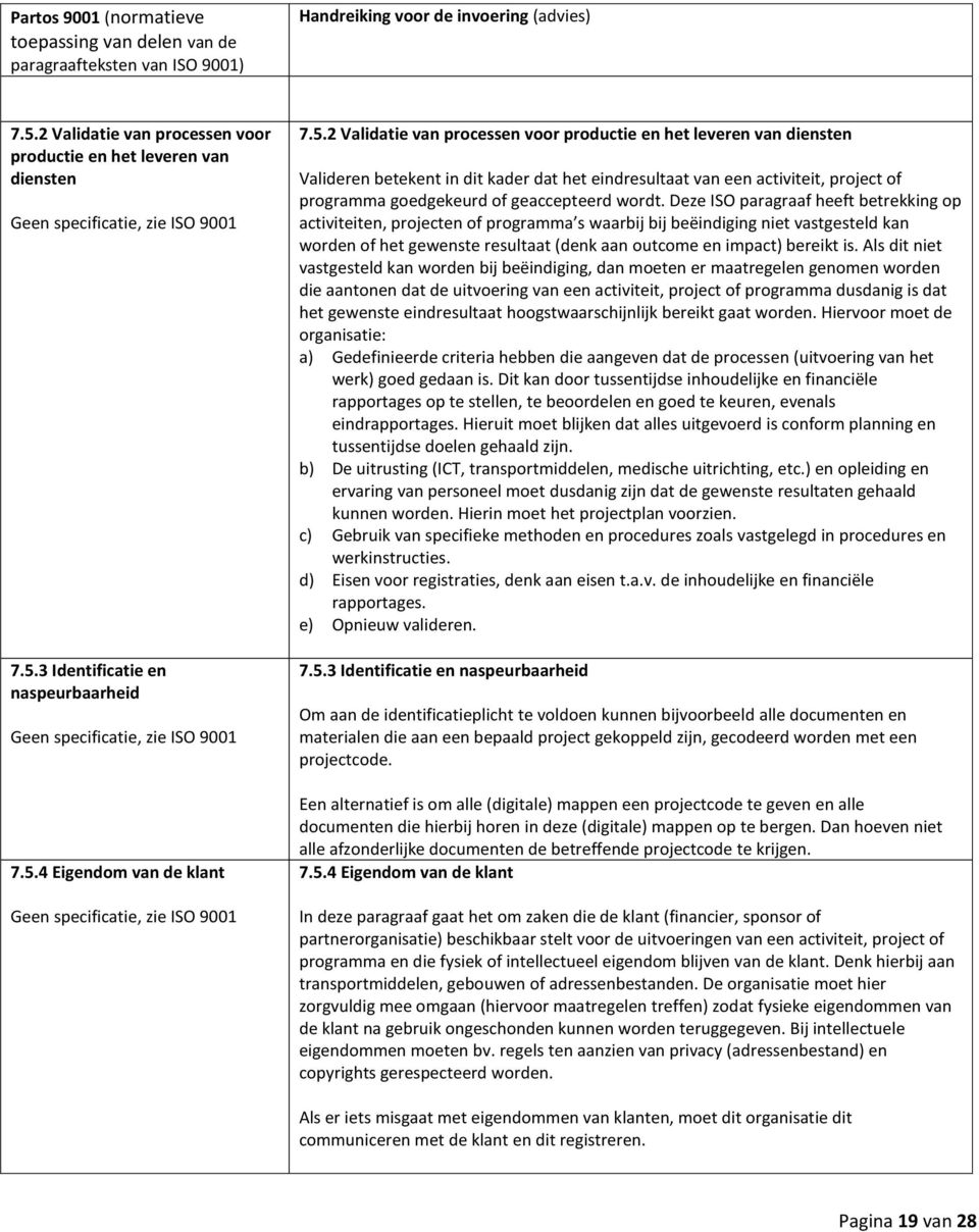 Deze ISO paragraaf heeft betrekking op activiteiten, projecten of programma s waarbij bij beëindiging niet vastgesteld kan worden of het gewenste resultaat (denk aan outcome en impact) bereikt is.