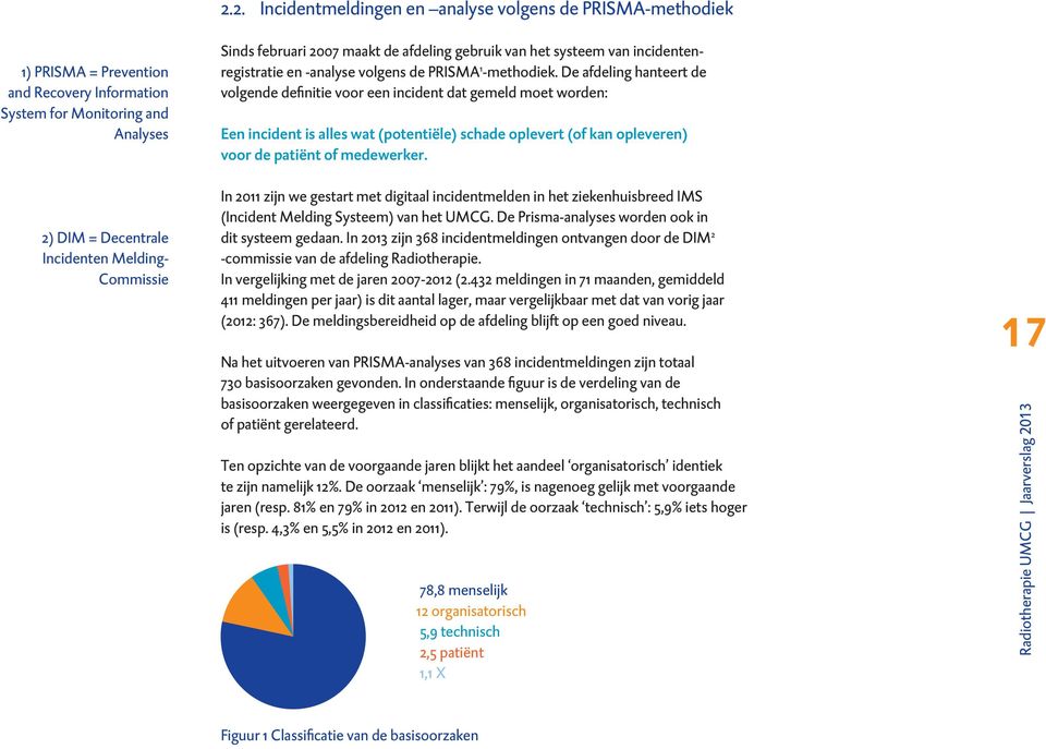 De afdeling hanteert de volgende definitie voor een incident dat gemeld moet worden: Een incident is alles wat (potentiële) schade oplevert (of kan opleveren) voor de patiënt of medewerker.