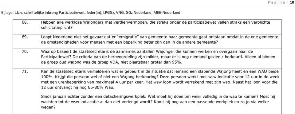 70. Waarop baseert de staatssecretaris de aannames aantallen Wajonger die kunnen werken en overgaan naar de Participatiewet?