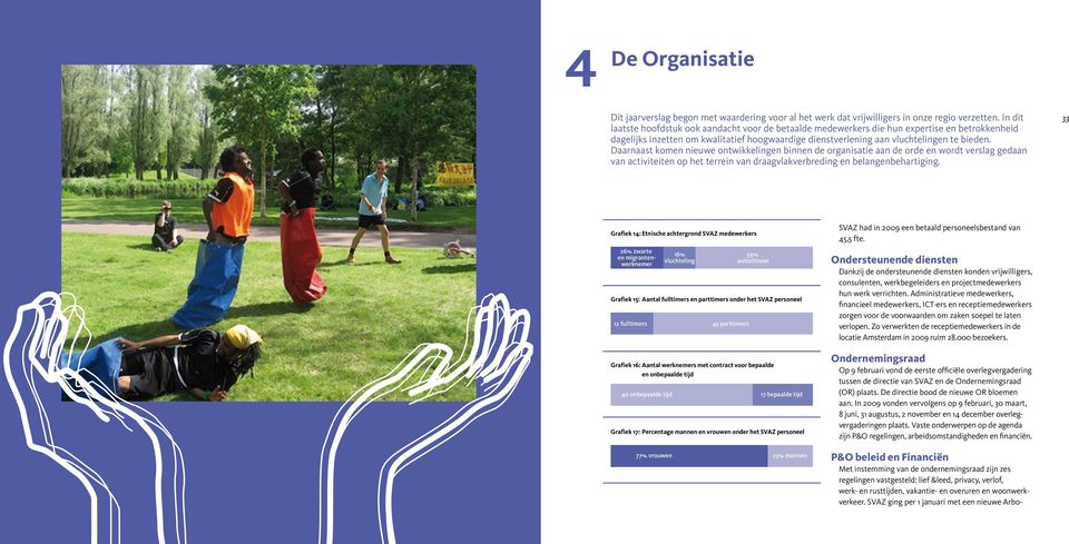 Daarnaast komen nieuwe ontwikkelingen binnen de organisatie aan de orde en wordt verslag gedaan van activiteiten op het terrein van draagvlakverbreding en belangenbehartiging.