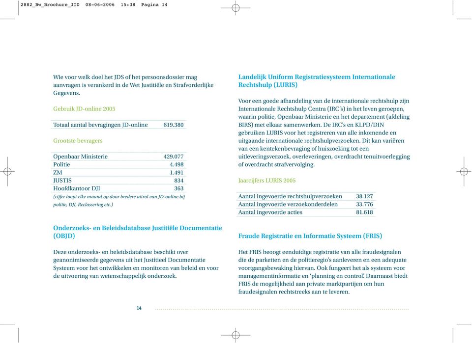 491 JUSTIS 834 Hoofdkantoor DJI 363 (cijfer loopt elke maand op door bredere uitrol van JD-online bij politie, DJI, Reclassering etc.