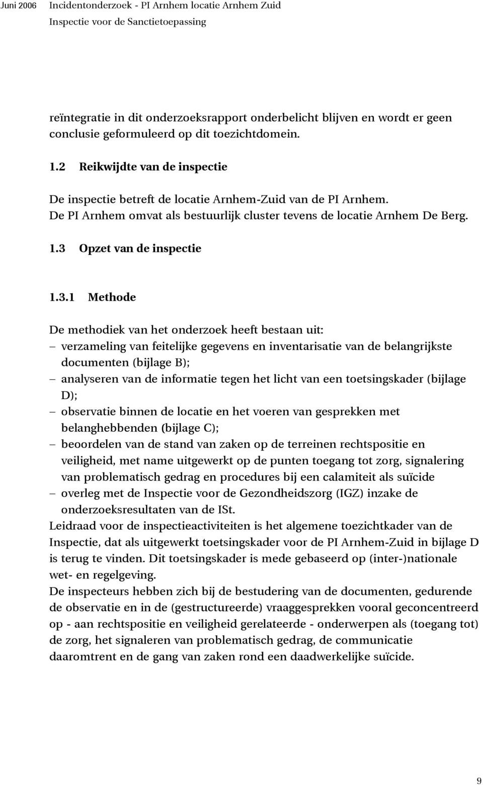 Opzet van de inspectie 1.3.