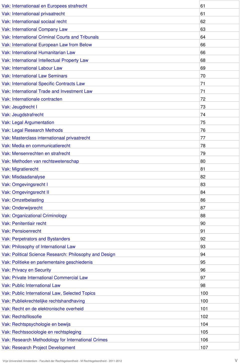 Law Seminars 70 Vak: International Specific Contracts Law 71 Vak: International Trade and Investment Law 71 Vak: Internationale contracten 72 Vak: Jeugdrecht I 73 Vak: Jeugdstrafrecht 74 Vak: Legal