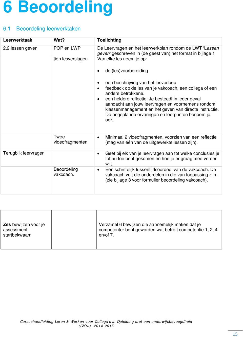 (les)voorbereiding een beschrijving van het lesverloop feedback op de les van je vakcoach, een collega of een andere betrokkene. een heldere reflectie.