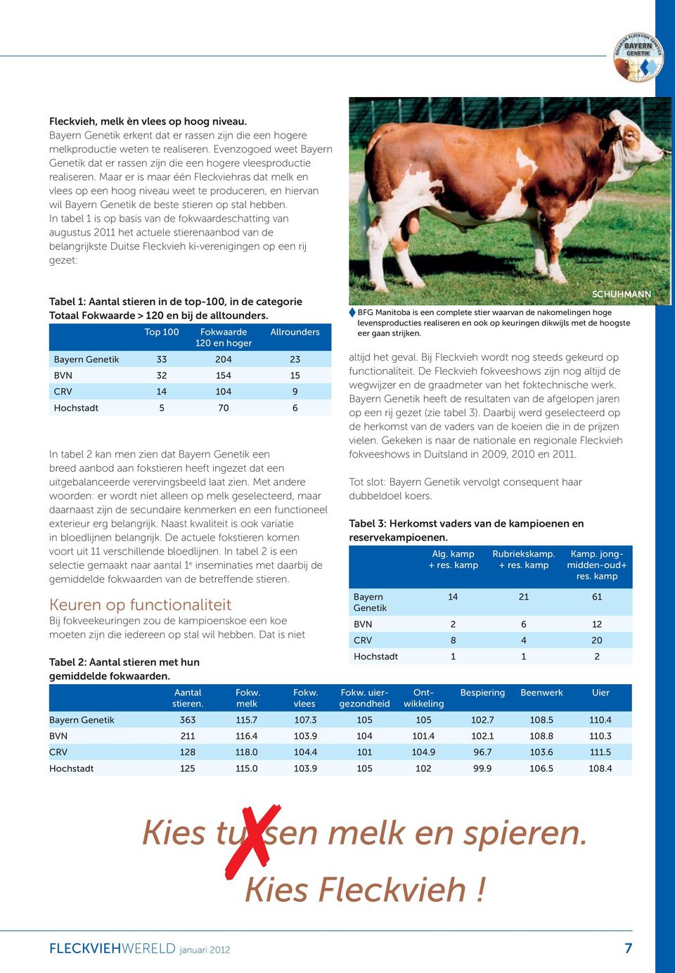 Maar er is maar één Fleckviehras dat melk en vlees op een hoog niveau weet te produceren, en hiervan wil Bayern Genetik de beste stieren op stal hebben.