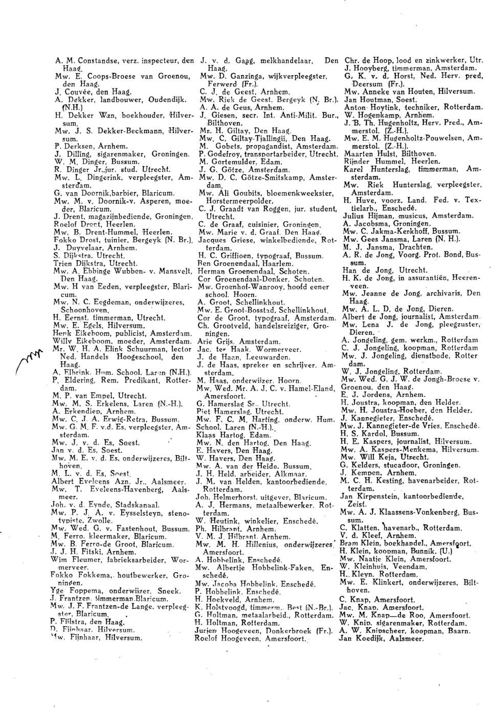 ). Jan Houtman, Soest. WN.H.1 A. A. de Geus, Arnhem. Anton, Hoytink, techniker, Rotter H. Dekker Wzn, boekhouder, {Hilver- J. Giesen,, secr. Int. Anti-Milit. Bur., W. Hogenikamp, Arnliem. sum.