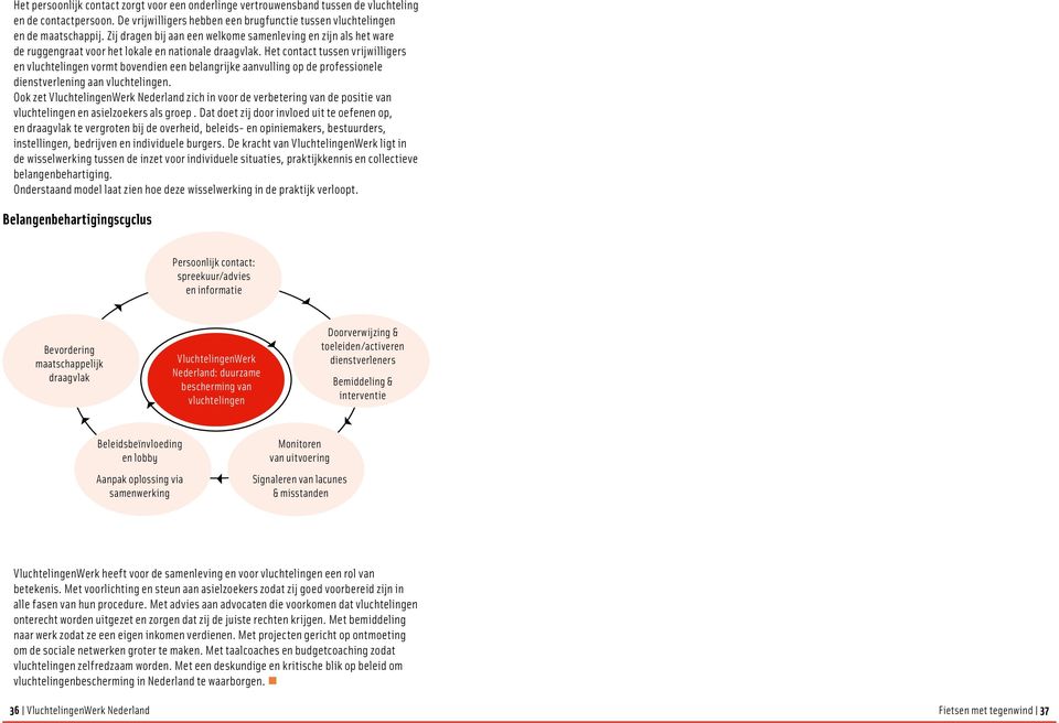 Het contact tussen vrijwilligers en vluchtelingen vormt bovendien een belangrijke aanvulling op de professionele dienstverlening aan vluchtelingen.