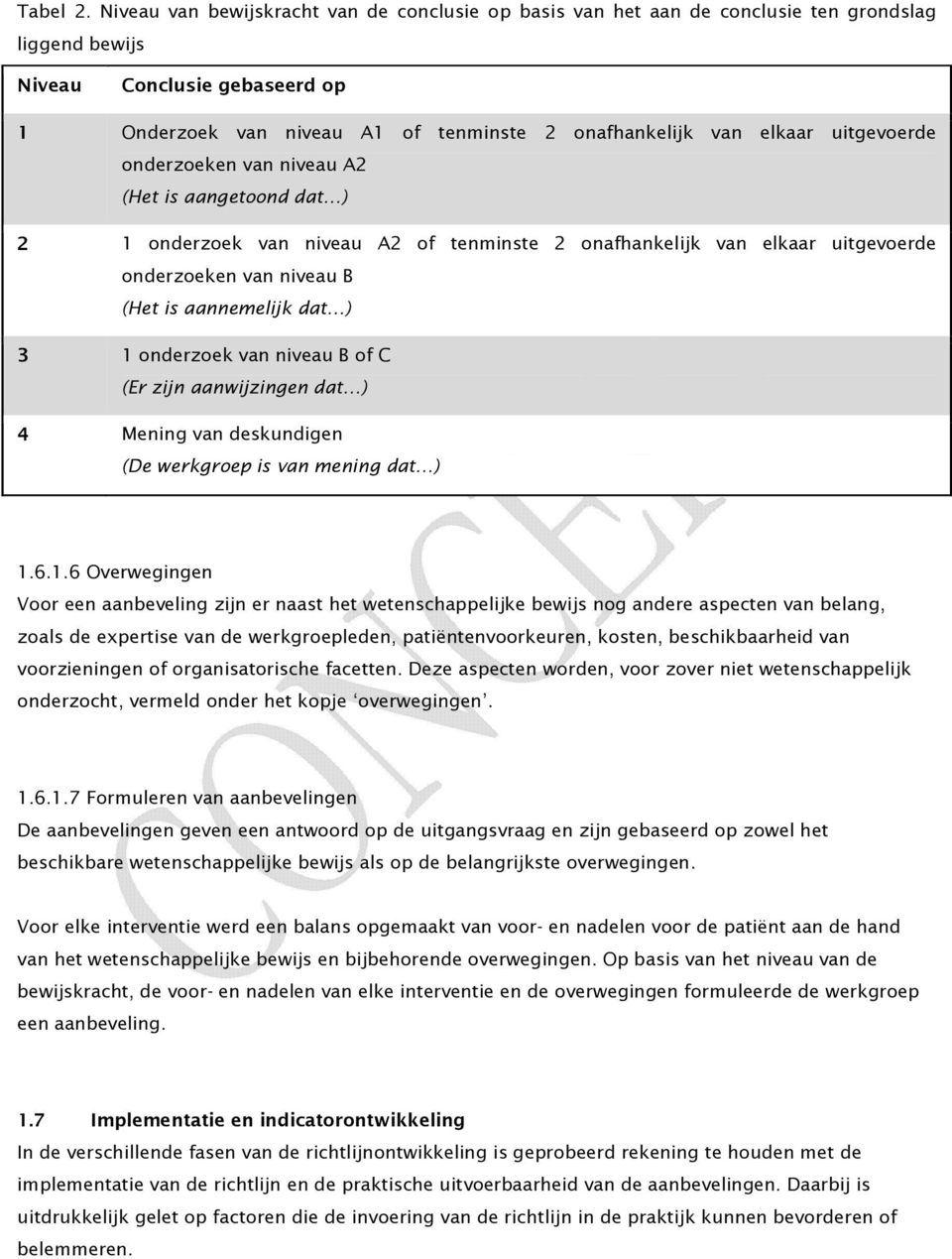 uitgevoerde onderzoeken van niveau A2 (Het is aangetoond dat ) 2 1 onderzoek van niveau A2 of tenminste 2 onafhankelijk van elkaar uitgevoerde onderzoeken van niveau B (Het is aannemelijk dat ) 3 1