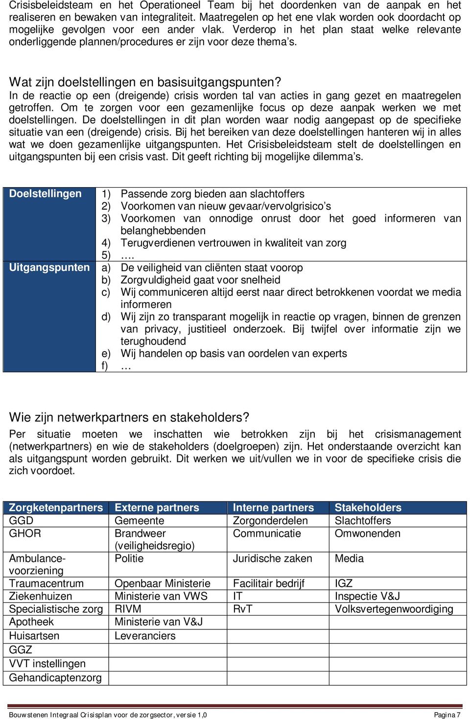 Wat zijn doelstellingen en basisuitgangspunten? In de reactie op een (dreigende) crisis worden tal van acties in gang gezet en maatregelen getroffen.