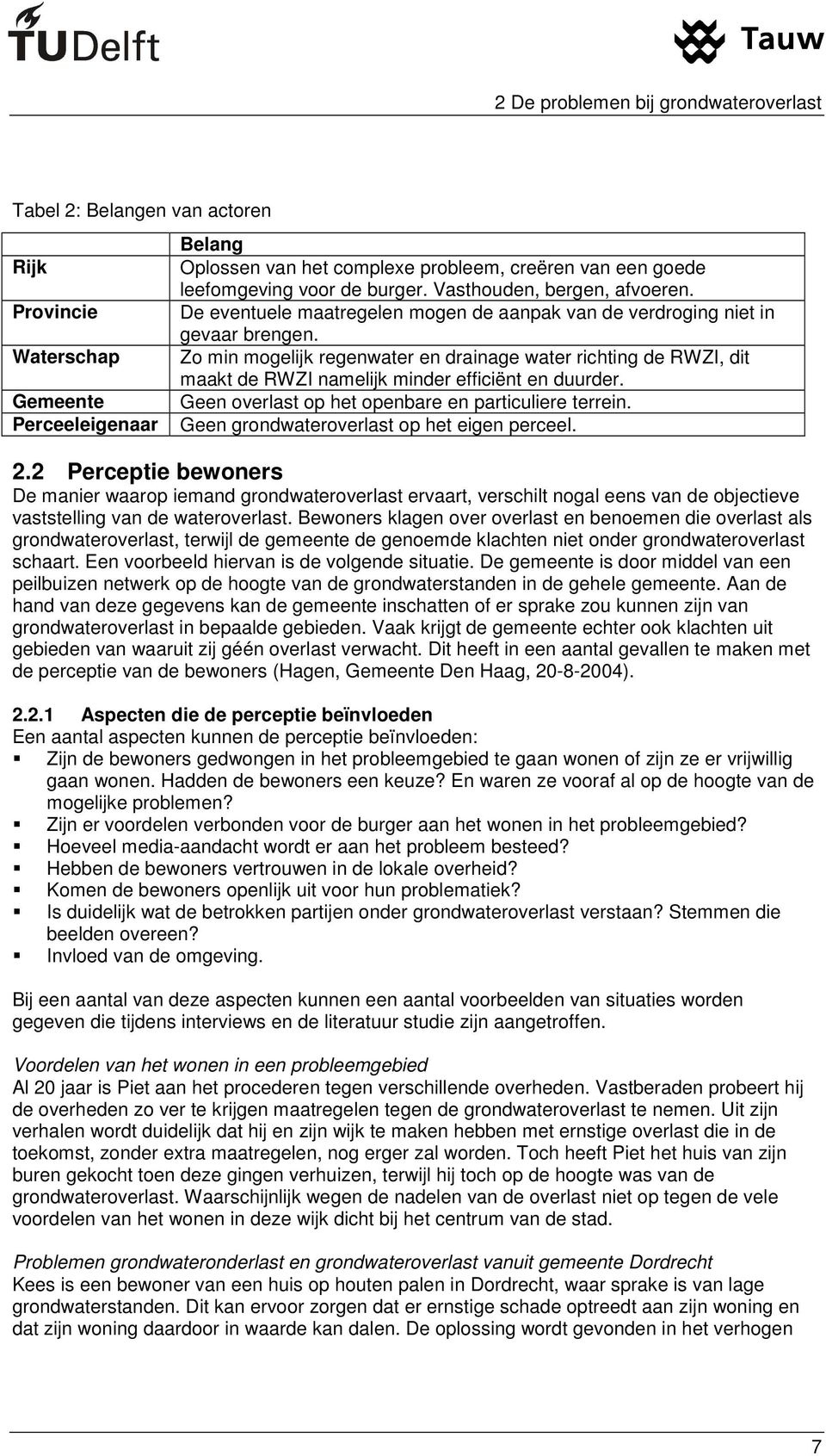 Zo min mogelijk regenwater en drainage water richting de RWZI, dit maakt de RWZI namelijk minder efficiënt en duurder. Geen overlast op het openbare en particuliere terrein.