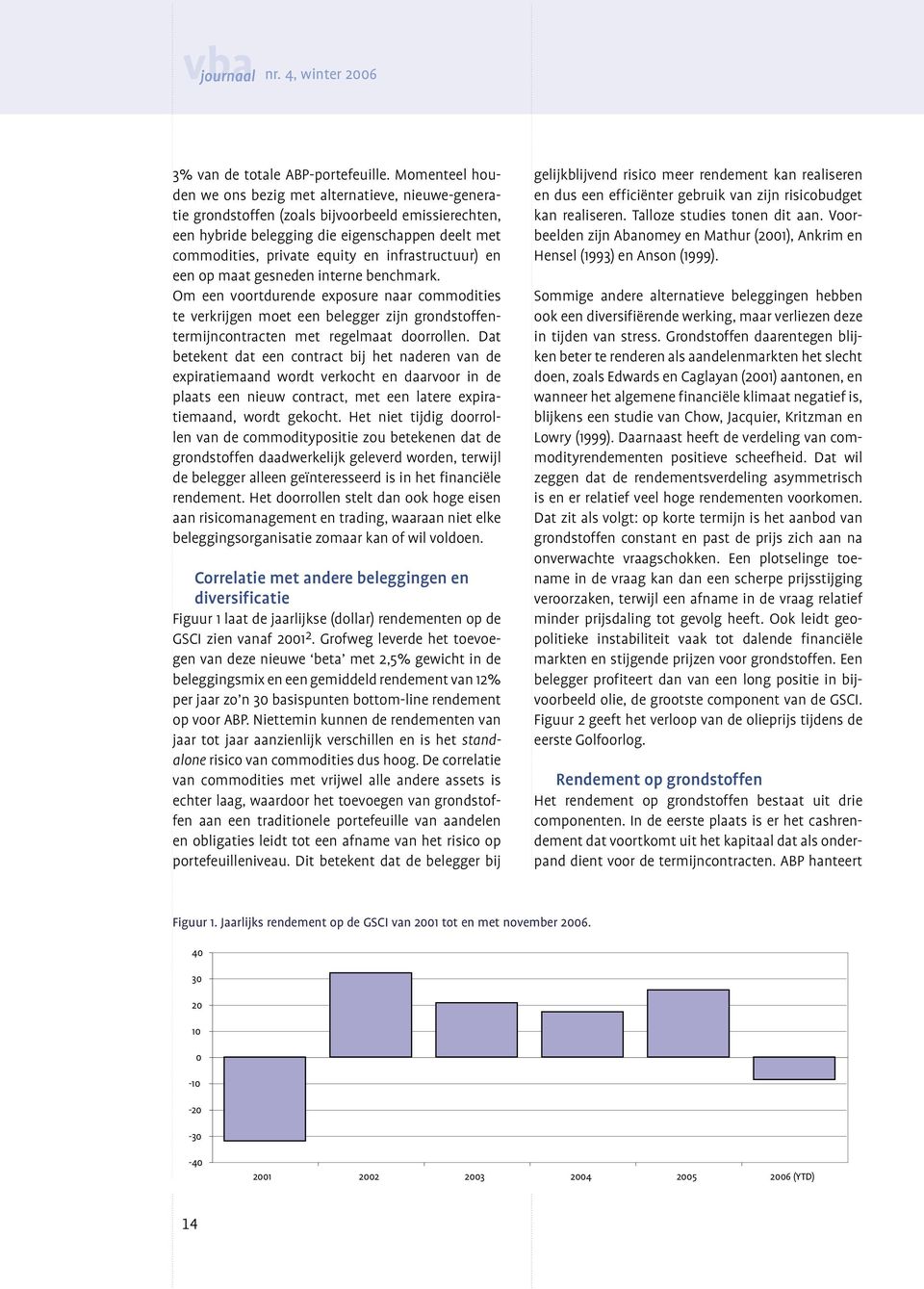 infrastructuur) en een op maat gesneden interne benchmark. Om een voortdurende exposure naar commodities te verkrijgen moet een belegger zijn grondstoffentermijncontracten met regelmaat doorrollen.