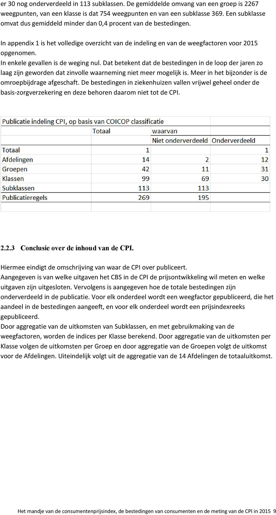 In enkele gevallen is de weging nul. Dat betekent dat de bestedingen in de loop der jaren zo laag zijn geworden dat zinvolle waarneming niet meer mogelijk is.