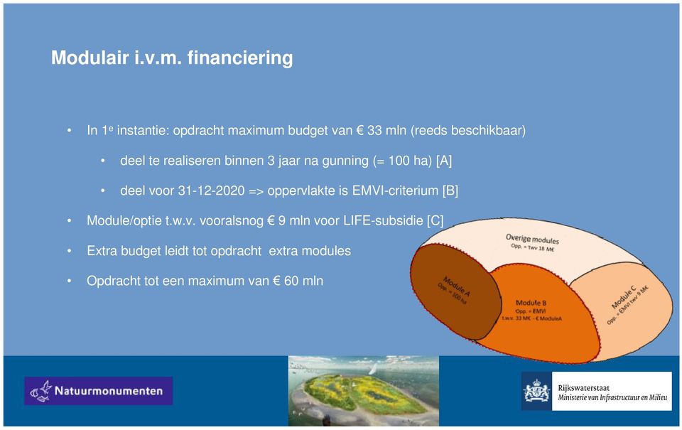 deel te realiseren binnen 3 jaar na gunning (= 100 ha) [A] deel voor 31-12-2020 =>