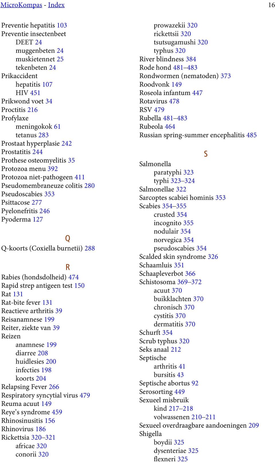 277 Pyelonefritis 246 Pyoderma 127 Q Q-koorts (Coxiella burnetii) 288 R Rabies (hondsdolheid) 474 Rapid strep antigeen test 150 Rat 131 Rat-bite fever 131 Reactieve arthritis 39 Reisanamnese 199