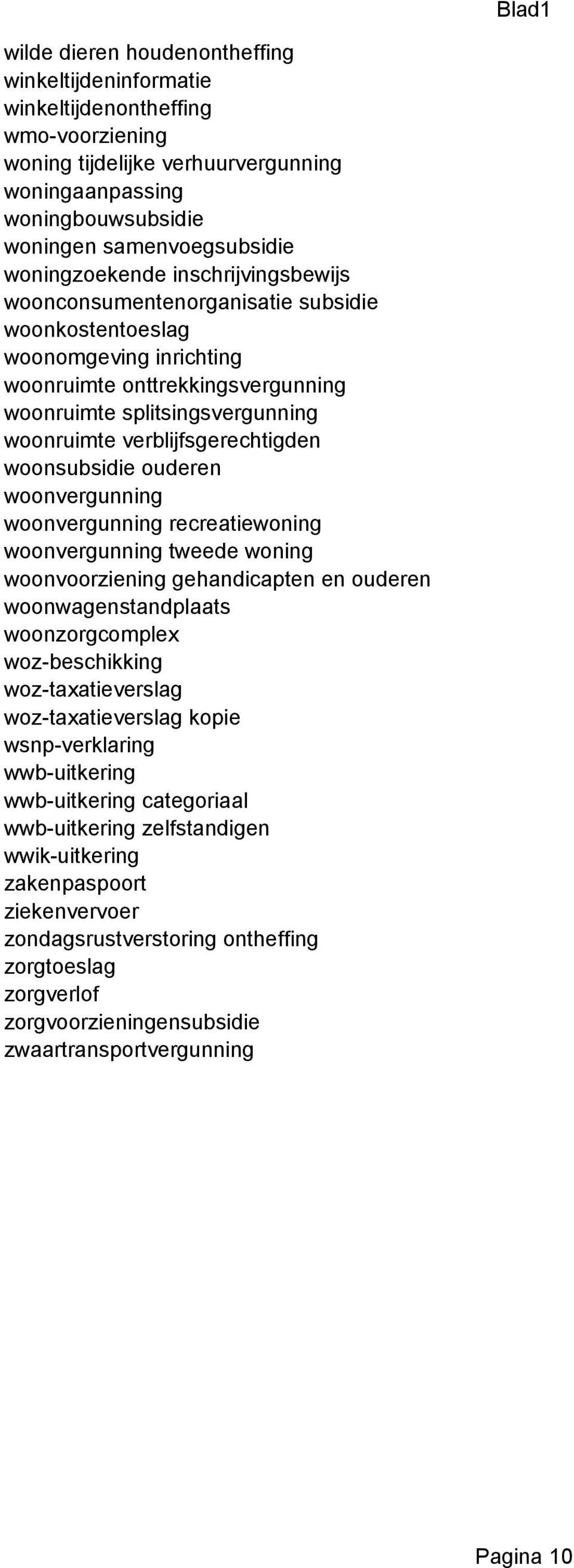 verblijfsgerechtigden woonsubsidie ouderen woonvergunning woonvergunning recreatiewoning woonvergunning tweede woning woonvoorziening gehandicapten en ouderen woonwagenstandplaats woonzorgcomplex