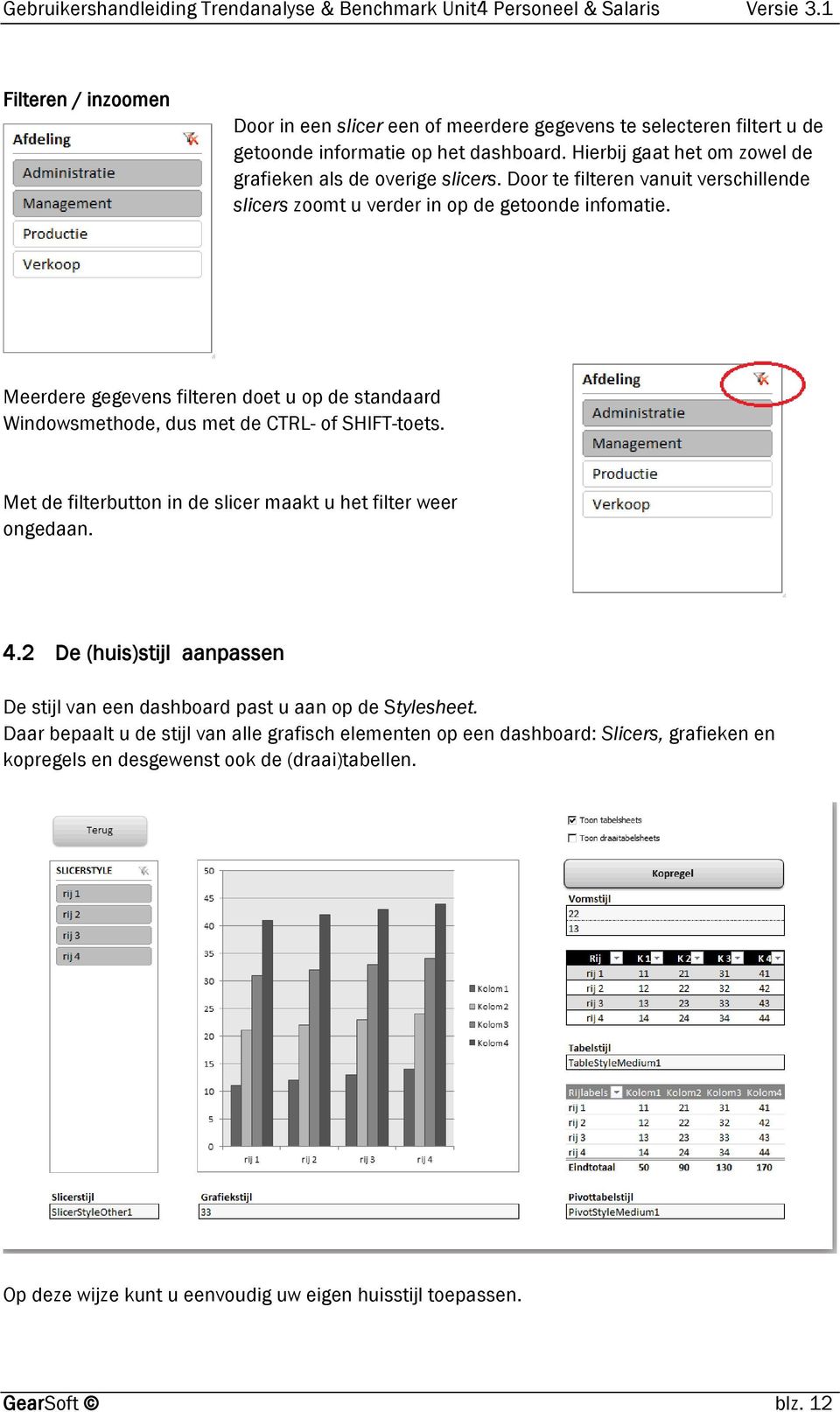 Meerdere gegevens filteren doet u op de standaard Windowsmethode, dus met de CTRL- of SHIFT-toets. Met de filterbutton in de slicer maakt u het filter weer ongedaan. 4.