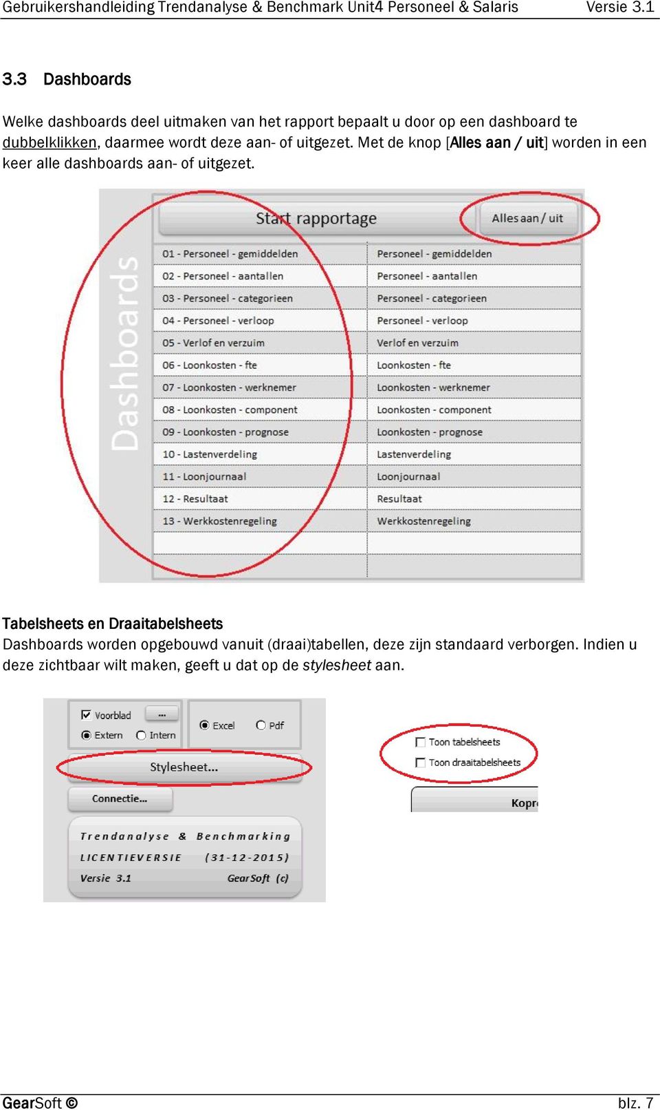 Met de knop [Alles aan / uit] worden in een keer alle dashboards aan- of uitgezet.