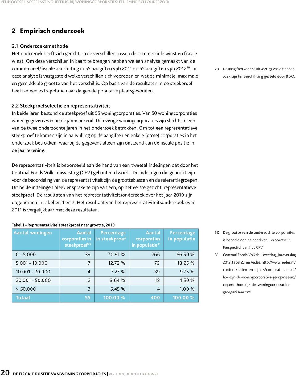 Om deze verschillen in kaart te brengen hebben we een analyse gemaakt van de commercieel/fiscale aansluiting in 55 aangiften vpb 2011 en 55 aangiften vpb 2012 29.