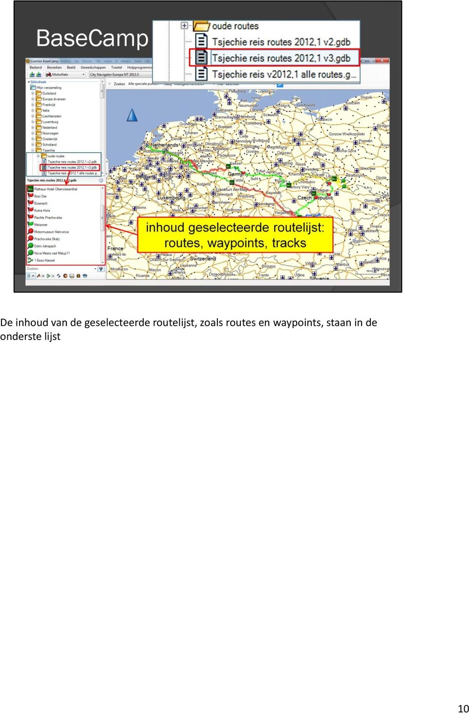 routelijst, zoals routes