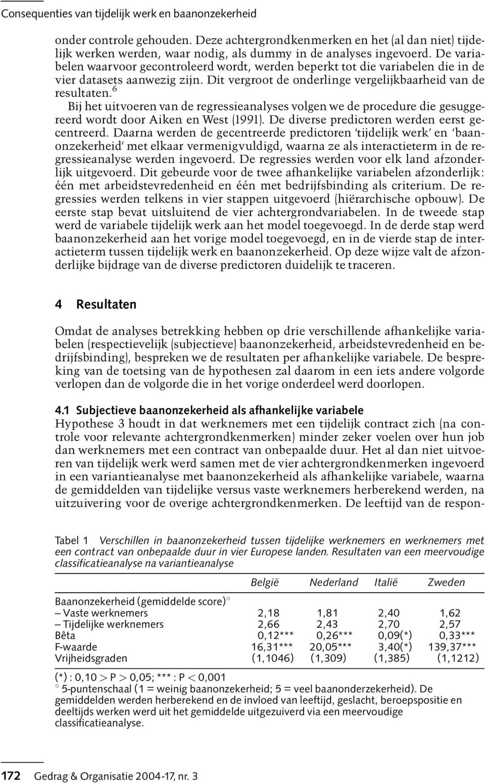 6 Bij het uitvoeren van de regressieanalyses volgen we de procedure die gesuggereerd wordt door Aiken en West (1991). De diverse predictoren werden eerst gecentreerd.