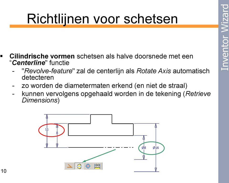 Axis automatisch detecteren - zo worden de diametermaten erkend (en niet de