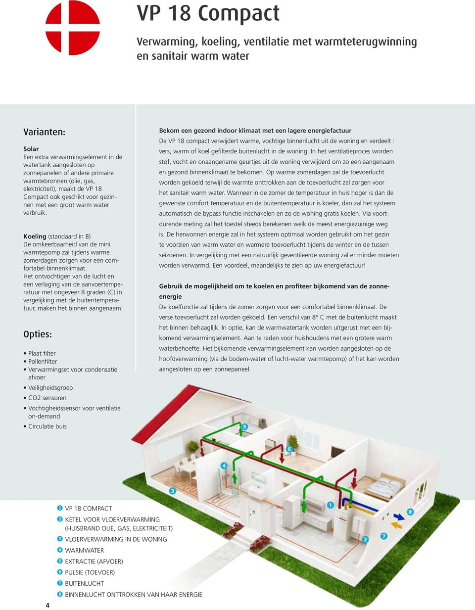 Koeling (standaard in B) De omkeerbaarheid van de mini warmtepomp zal tijdens warme zomerdagen zorgen voor een comfortabel binnenklimaat.