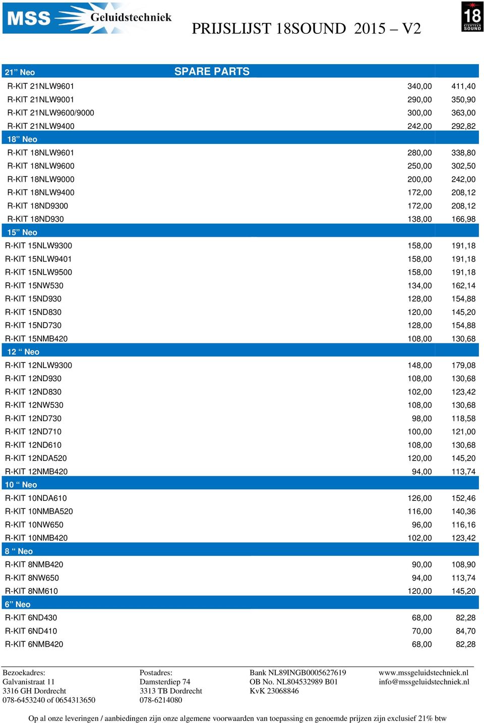 R-KIT 15NLW9500 158,00 191,18 R-KIT 15NW530 134,00 162,14 R-KIT 15ND930 128,00 154,88 R-KIT 15ND830 120,00 145,20 R-KIT 15ND730 128,00 154,88 R-KIT 15NMB420 108,00 130,68 12 Neo R-KIT 12NLW9300