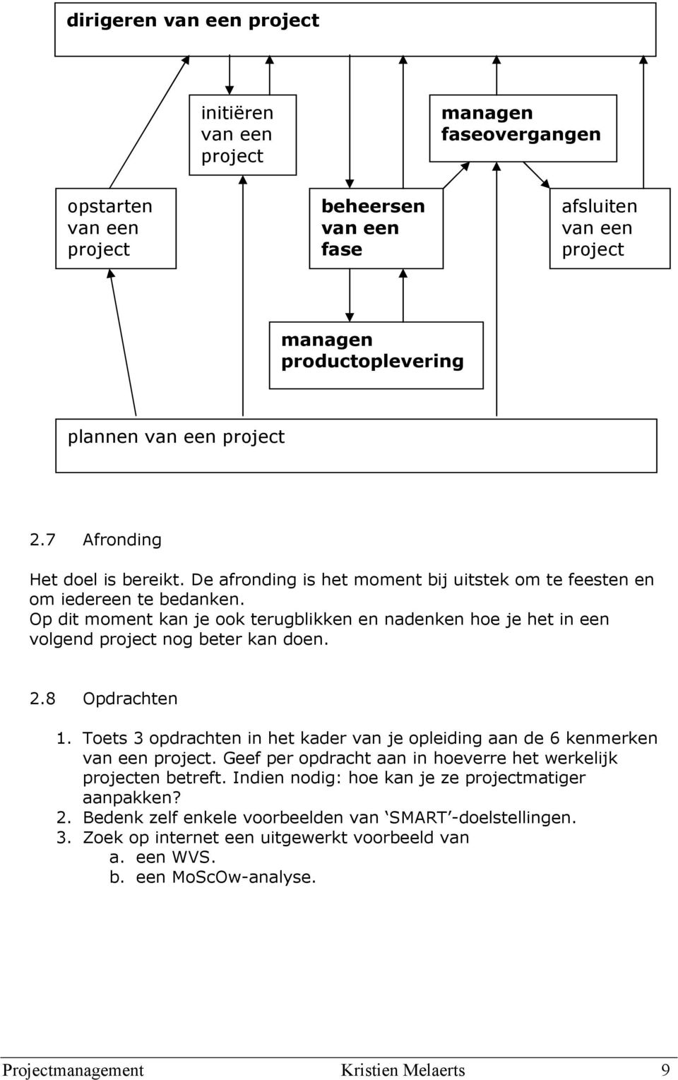 Op dit moment kan je ook terugblikken en nadenken hoe je het in een volgend project nog beter kan doen. 2.8 Opdrachten 1.