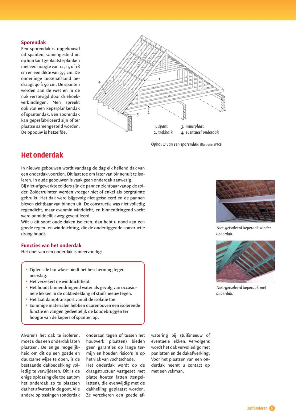 Een sporendak kan geprefabriceerd zijn of ter plaatse samengesteld worden. De opbouw is hetzelfde. 4 3 2 1 1. spant 2. trekbalk 3. muurplaat 4.