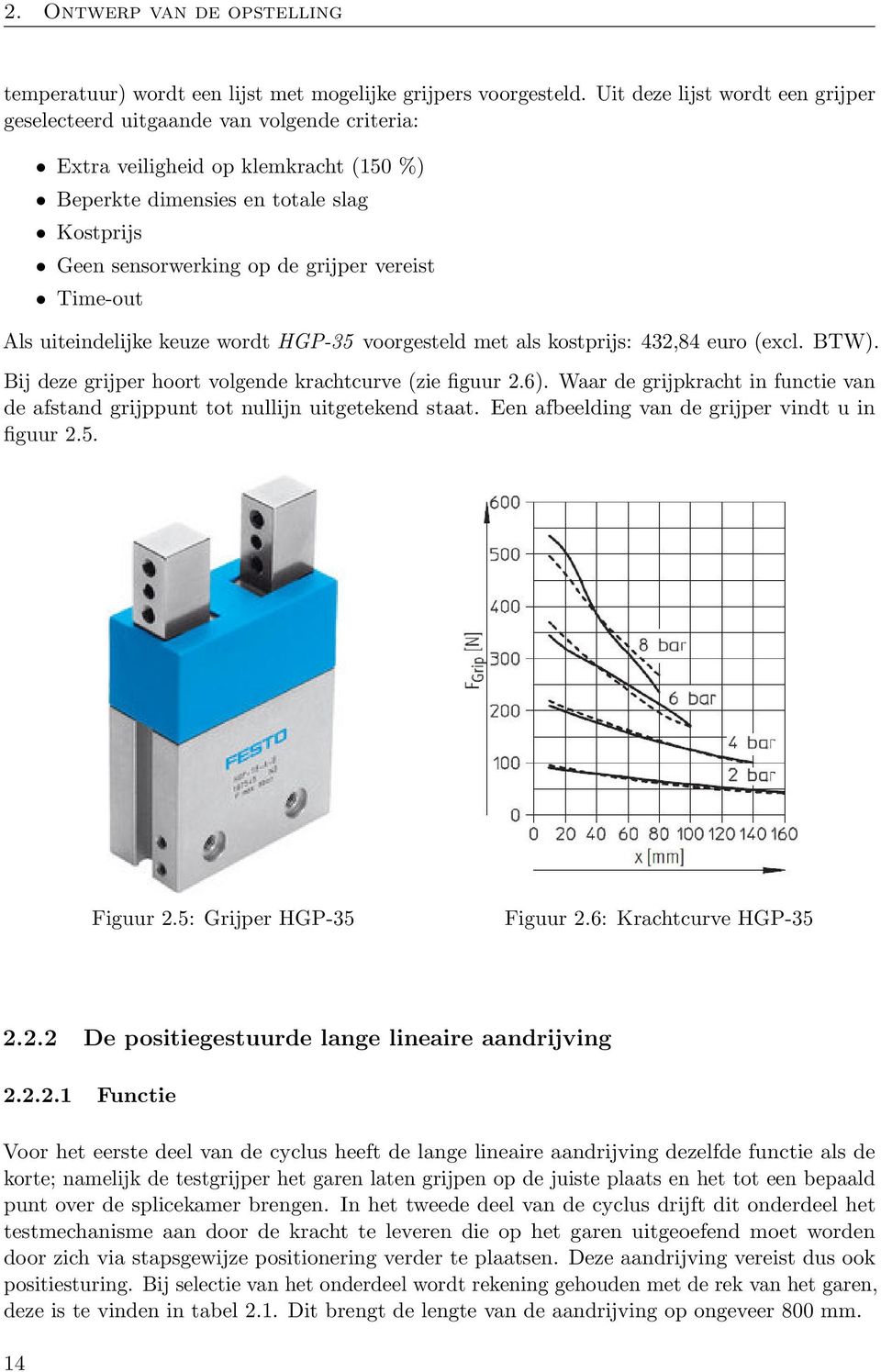 vereist Time-out Als uiteindelijke keuze wordt HGP-35 voorgesteld met als kostprijs: 432,84 euro (excl. BTW). Bij deze grijper hoort volgende krachtcurve (zie figuur 2.6).