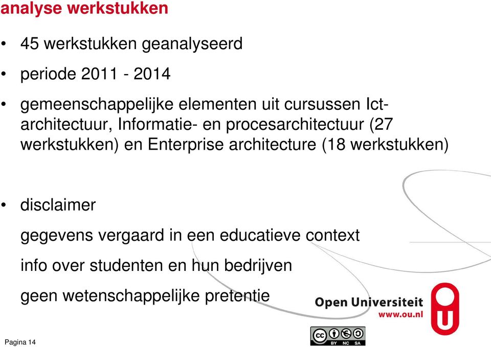 werkstukken) en Enterprise architecture (18 werkstukken) disclaimer gegevens vergaard in