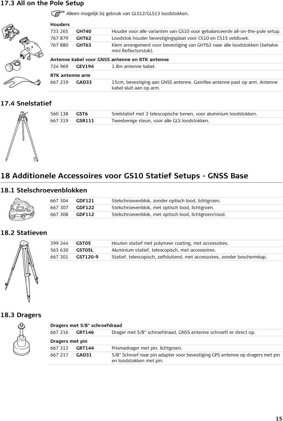 Antenne kabel voor GNSS antenne en RTK antenne 724 969 GEV194 1.8m antenne kabel. RTK antenne arm 667 219 GAD33 15cm, bevestiging aan GNSS antenne. Gainflex antenne past op arm.