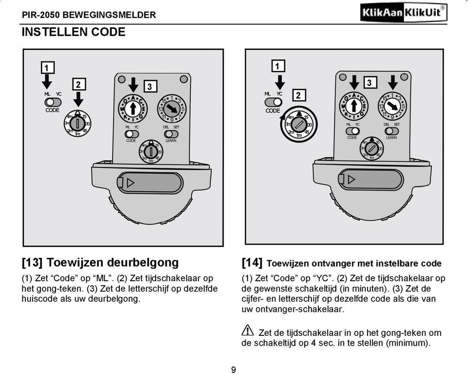 [14] Toewijzen ontvanger met instelbare code (1) Zet Code op YC.